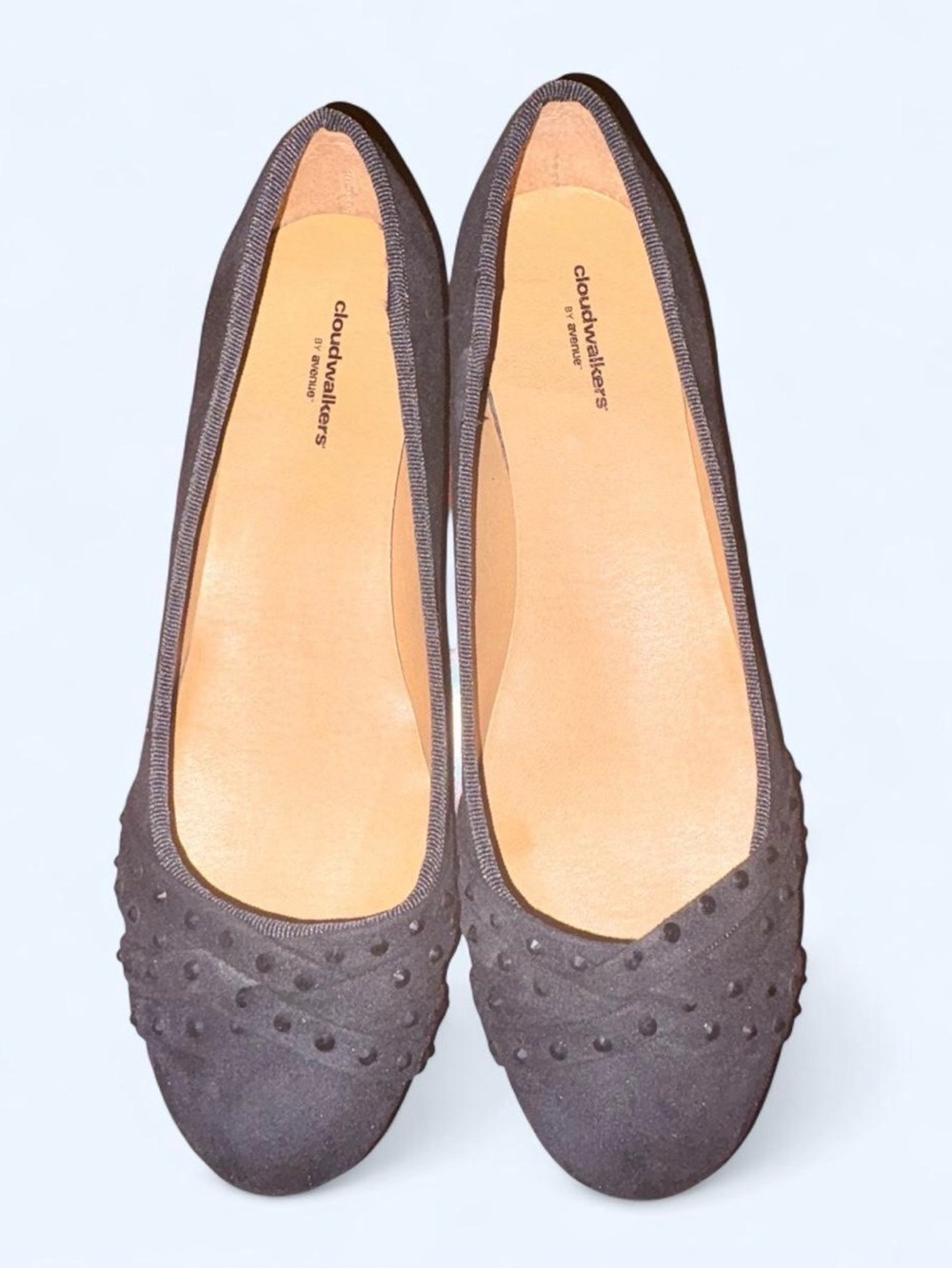 cloudwalkers Black Studded Suede Ballet Flats